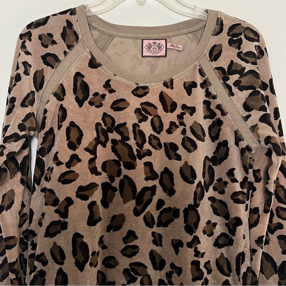 Juicy Couture Velour Pullover Sweatshirt Animal Print Vintage Late 00s XS Small - Picture 3 of 9